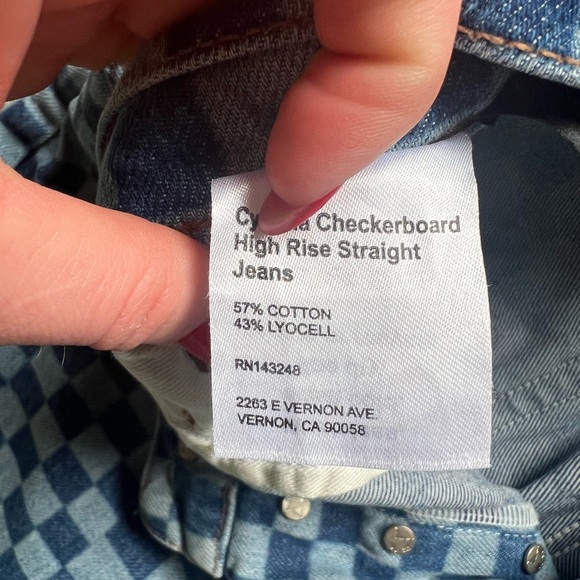 Reformation cynthia checkerboard high rise straight jeans - Picture 3 of 5
